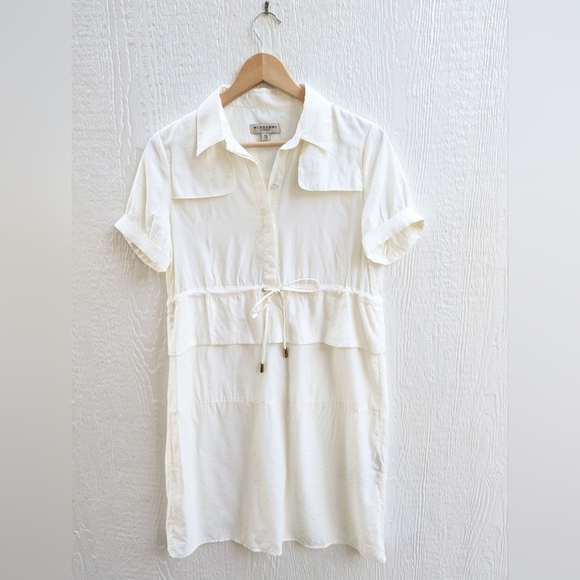 Burberry Silk BlendCream Short Sleeve Shirt Dress Women's Size 6 - Picture 1 of 5